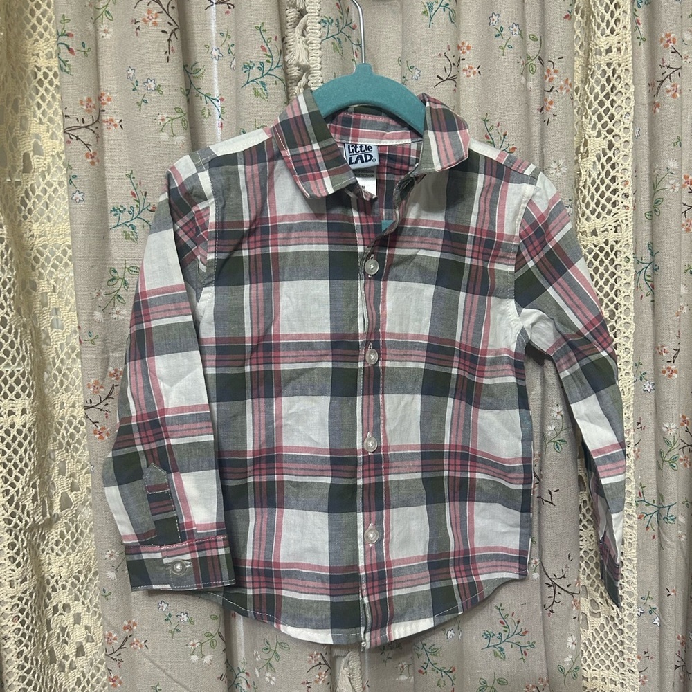 4/$25 Little Lad Long Sleeve Plaid Button Down Shirt Boys Size 24M